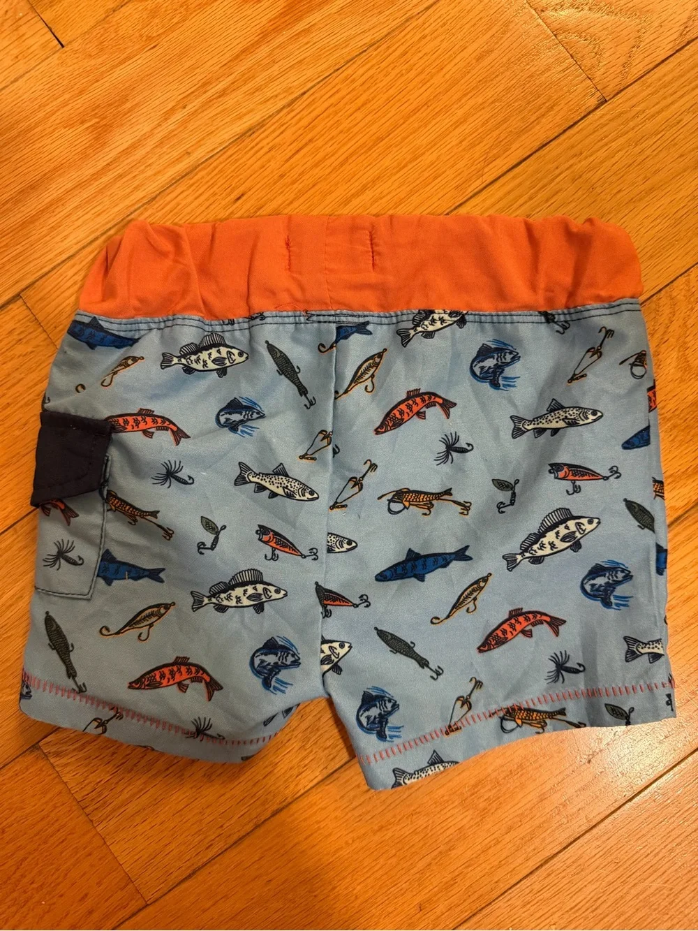 Mud Pie Fishing Lure Print Swim Trunks XS 6-9 Months
